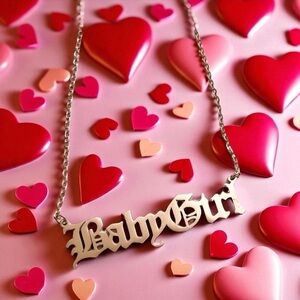 Rose BabyGirl Old English Stainless Steel Necklace